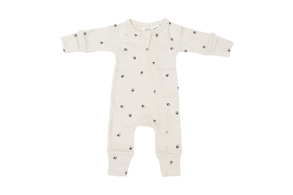 Organic Cotton - Ribbed Acorn Zipped Romper