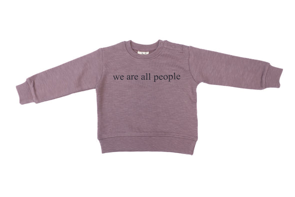 Organic Cotton Sweatshirts - 'we are all people' Twlight Mauve and Gold