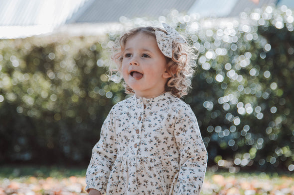 Organic Cotton - Floral bow 50% off the marked price !!