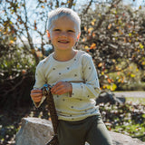 Organic Cotton - Ribbed long sleeved tee with Acorn Print