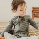 Organic Cotton - Pinecone Zip Romper