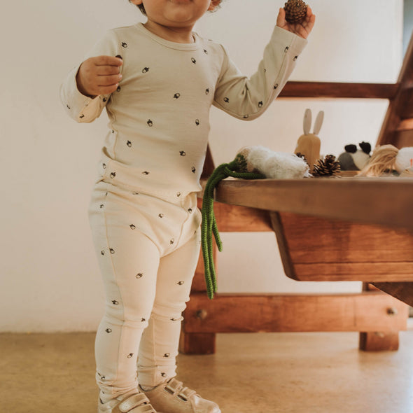 Organic Cotton - Baby Ribbed Acorn Leggings