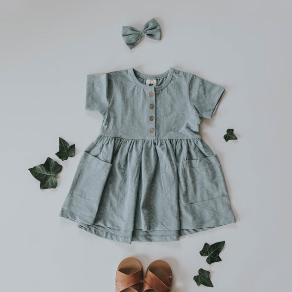 Laurel baby bow - organic cotton dress and bow - buck and baa